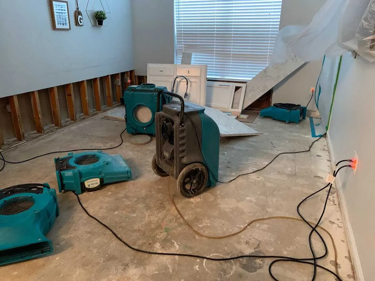 Dehumidifier in flood-cut room for Water Damage Restoration in Schroeppel